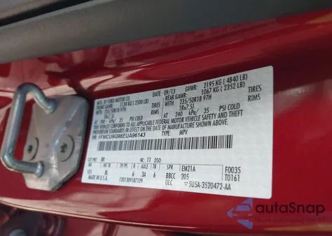 2014 Ford Escape Se z USA, uszkodzony, nr VIN 1FMCU9G98EUA96143